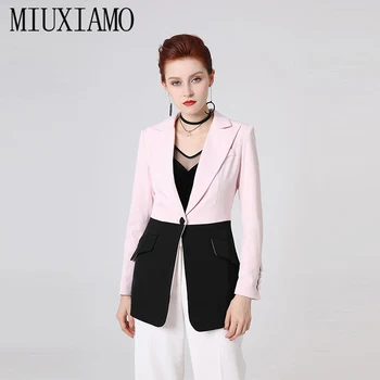 

MIUXIMAO TOP QUALITY Newest Fall Winter 2019 Runway Designer Blazer casual Jacket Women's Single Button Blazer Overcoat vestidos
