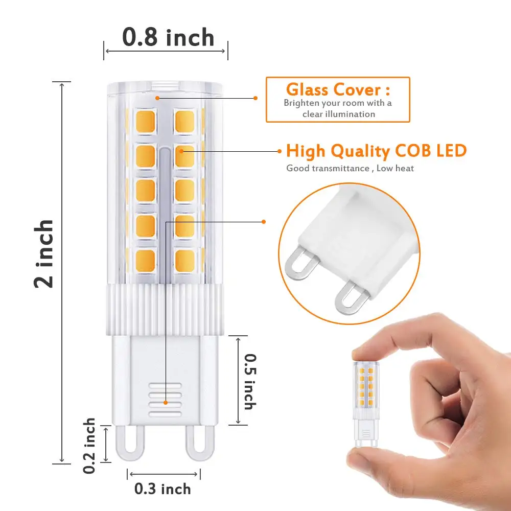 G9 светодиодный светильник 4 Вт 450 люмен 360 Угол луча Заменяет 40 Вт галогенные лампы теплый белый 3000K G9 светодиодный светильник AC 220-240 в [Класс энергопотребления A+]