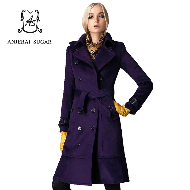 Womens winter jackets cashmere coat Purple Sexy winter coats High grade