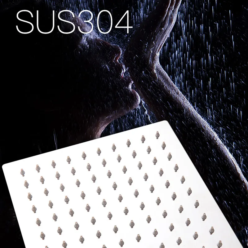 Ultra-thin Bathroom Accessories Slim 8"/10"/12"/16"/20" Square 304 Stainless Steel Rain Shower Chrome shower head