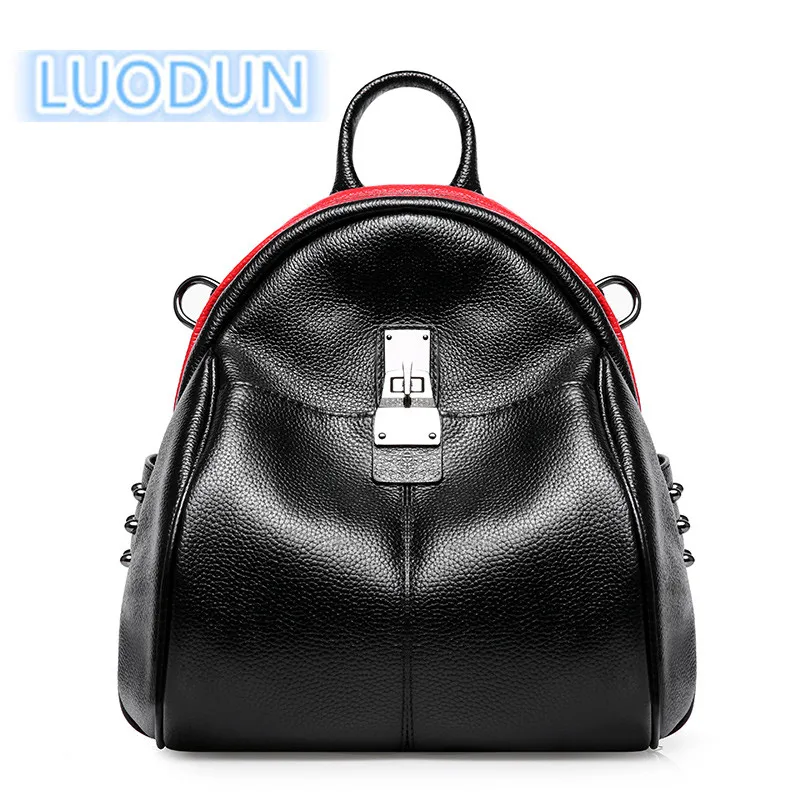 

LUODUN Genuine Leather shoulder bag female bag the first layer of leather ladies bag dual wild simple school wind small backpack
