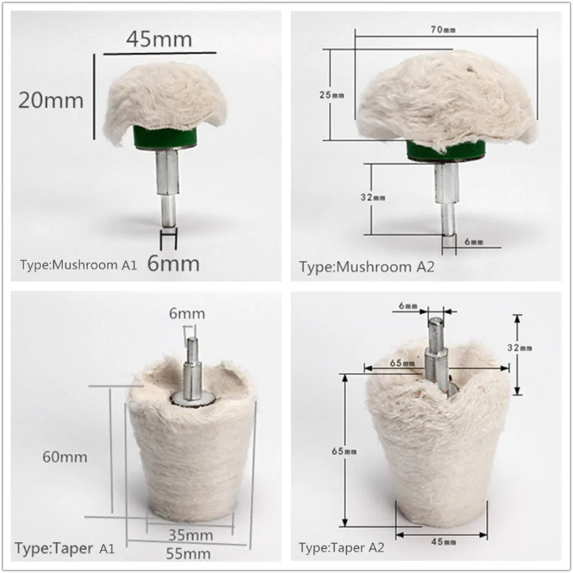 4 шт. полировальная Швабра Полировка колеса полировальная накладка белое хлопковое колесо адаптер сверла для металлических украшений