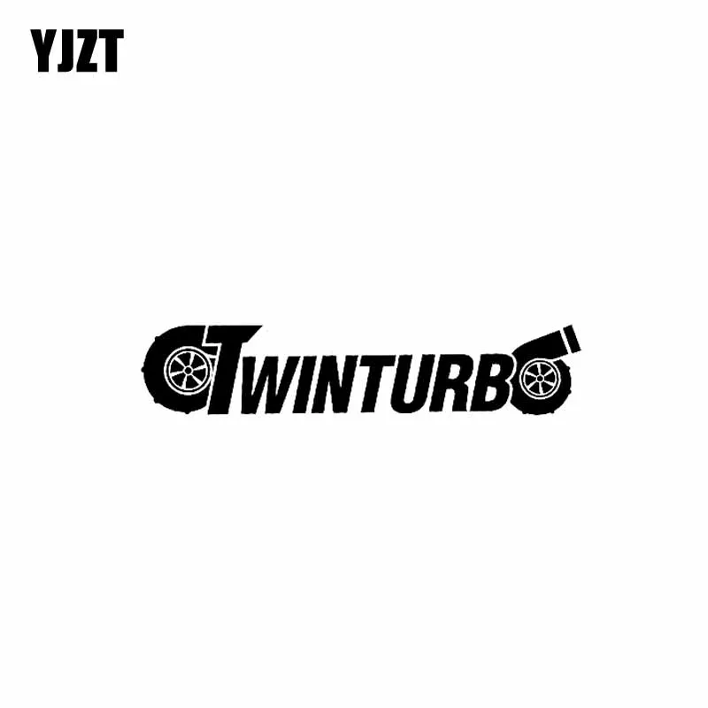 

YJZT 16CM*3.4CM TWIN TURBO Car Sticker Decal Drift Turbo Fast Vinyl Black Silver C10-00975