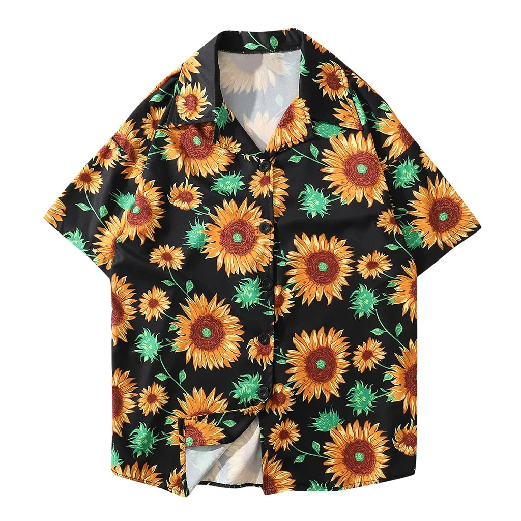 Мужские летние модные рубашки повседневные с коротким рукавом пляжный Топы Свободная рубашка с принтом отдых повседневная подставка с