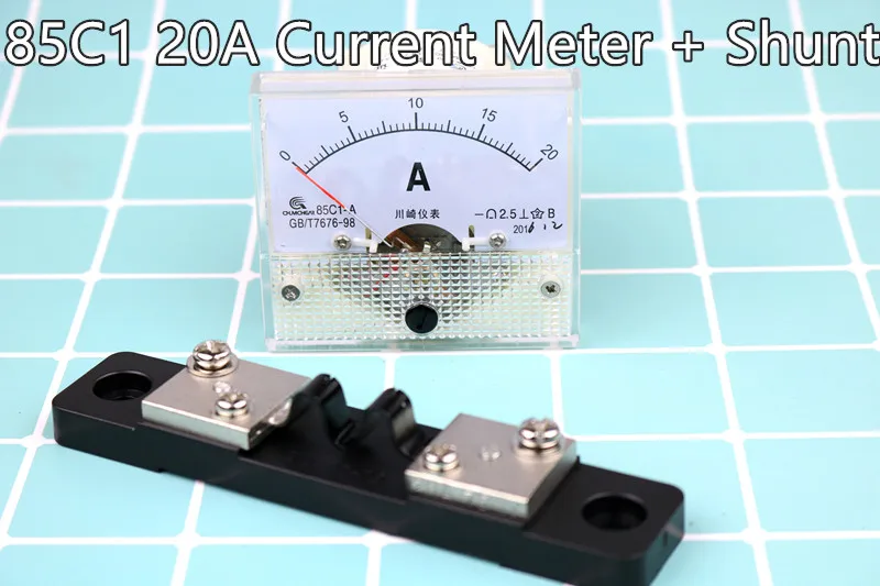 

Ammeter Gauge DC 0-20A 85C1 HQ Analog Panel AMP Current Meter + Shunt