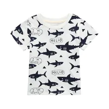 Сезон: весна–лето Стиль Дети Малыш младенческой письмо Акула печати блузка рубашка modis маленькие люди одежда подарок D5