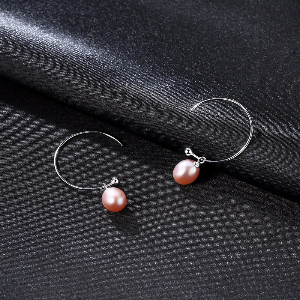 Fenchen Big Circle Freshwater Pearls Drop Earrings Women Fine Jewelry Authentic 925 Sterling Silver Brincos Christmas Gift AE002