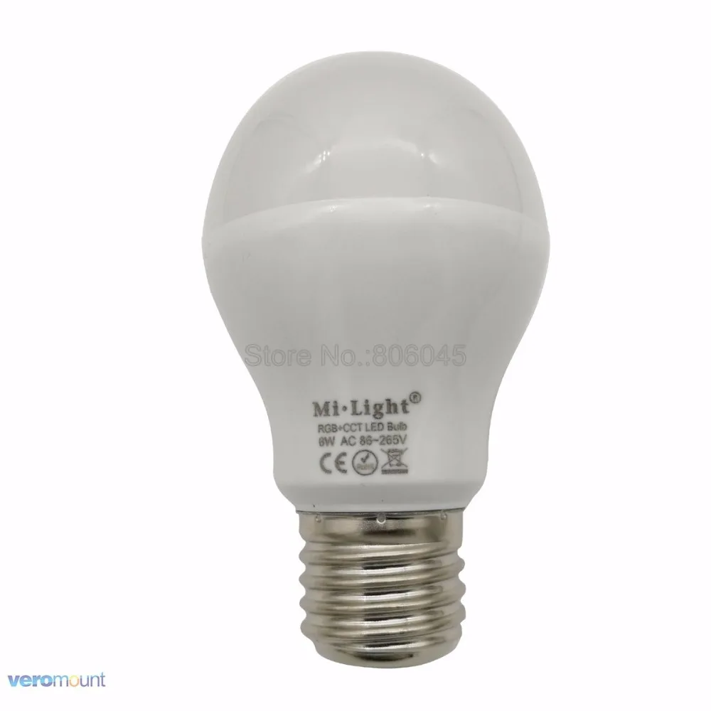Светодиодный прожектор MiLight E27 6 Вт RGB + CCT FUT014 110 В 220 полноцветная смарт лампа с
