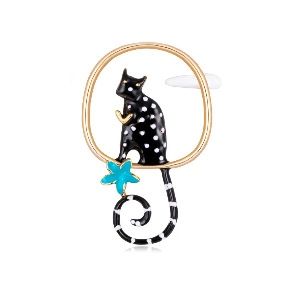 

2 COLORS Alloy Cat Sit Brooches for Women Large Brooch Pin Fashion Dress Coat Accessories Cute Party Wedding Jewelry For Woman