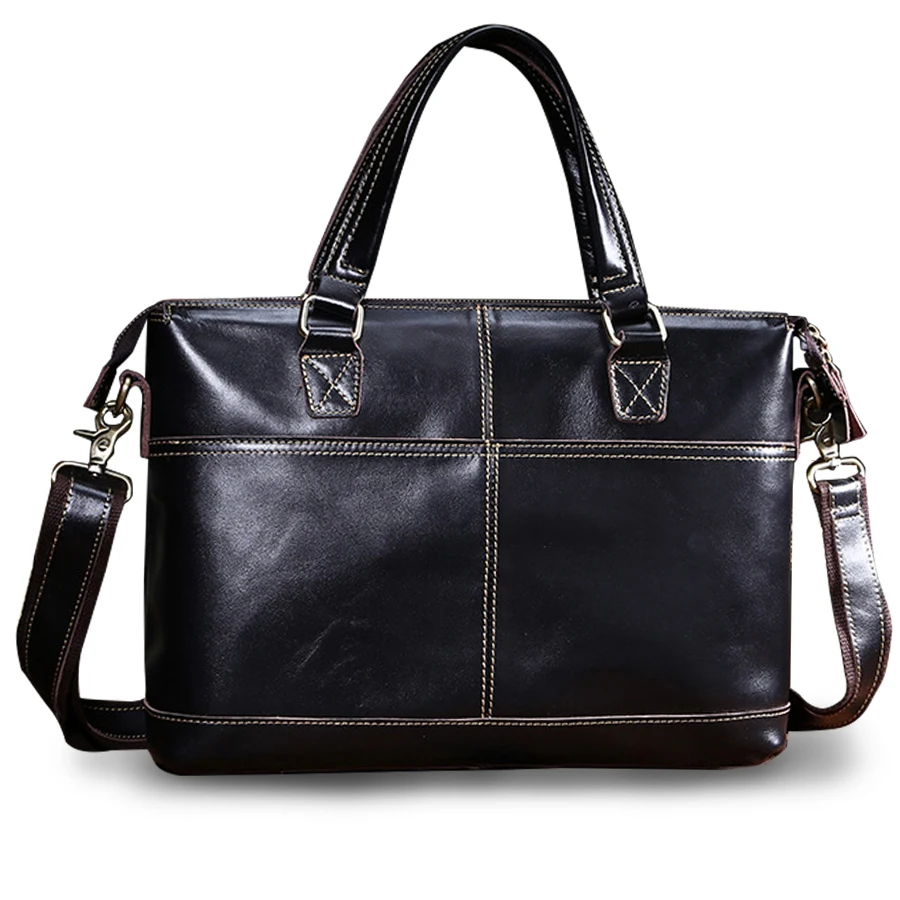 

Boshikang Oil Wax Genuine Leather Men Bag Business Briefcase Coffee Black Male Handbags Light Real Cowskin Messenger Bags