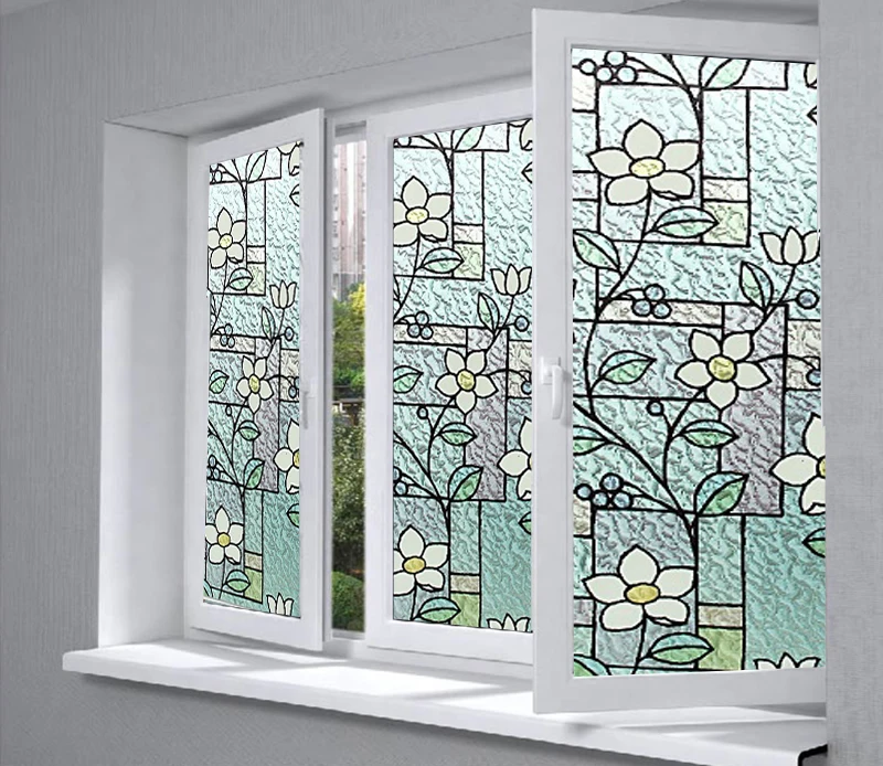 Elegant Style Frosted Static Stained Glass Decorative Vinyl Privacy Window Film 