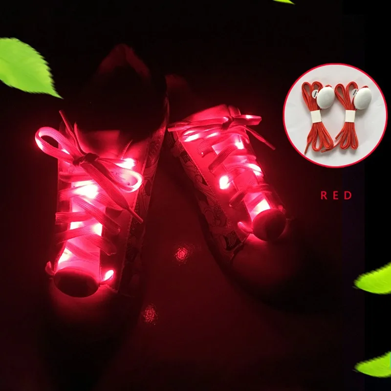 Вечерние катание Очаровательная светодиодный мигающей подсветкой светящиеся шнурки Светящиеся в темноте спортивные спортивная обувь со шнуровкой
