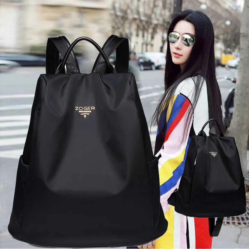

Zoger new female backpack tide Oxford cloth canvas women's backpack wild large capacity anti-theft lady travel bag