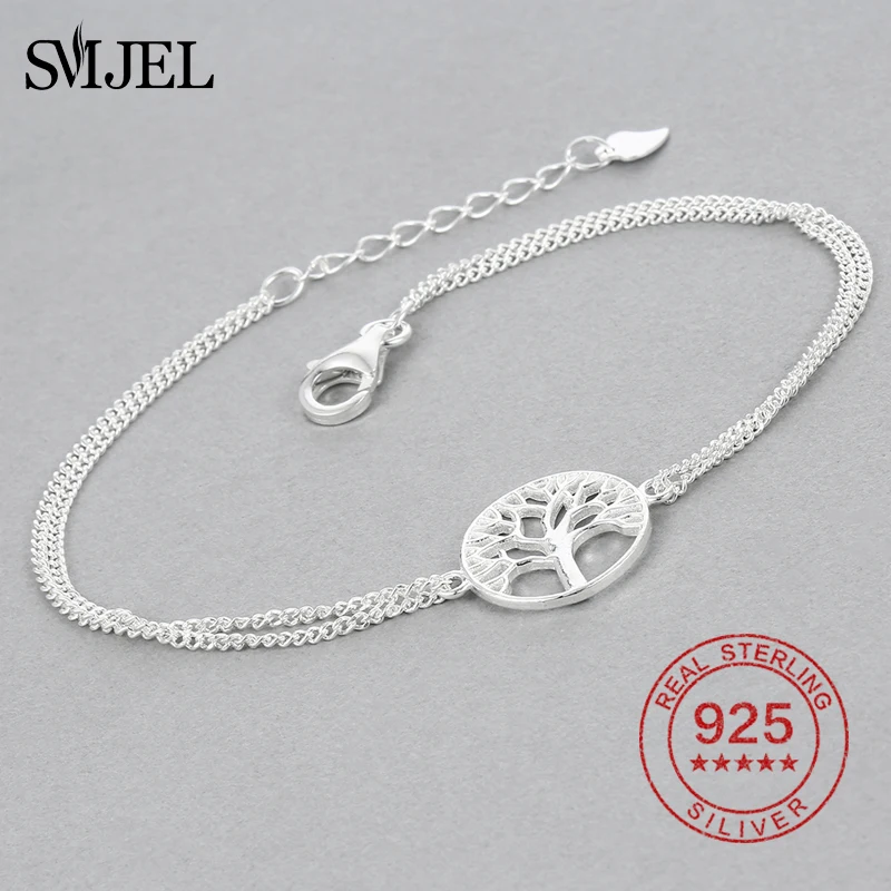 Женский винтажный браслет SMJEL из серебра 100% пробы с изображением дерева жизни