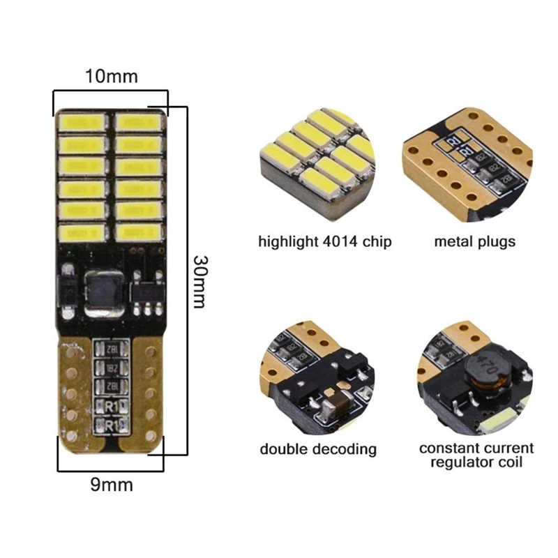 20 шт W5W светодиодный T10 Canbus 4014 24 smd светодиодный лампы для автомобилей Предоставлено светильник Подсветка салона номерной знак светильник 2825 светодиодный лампы 12V