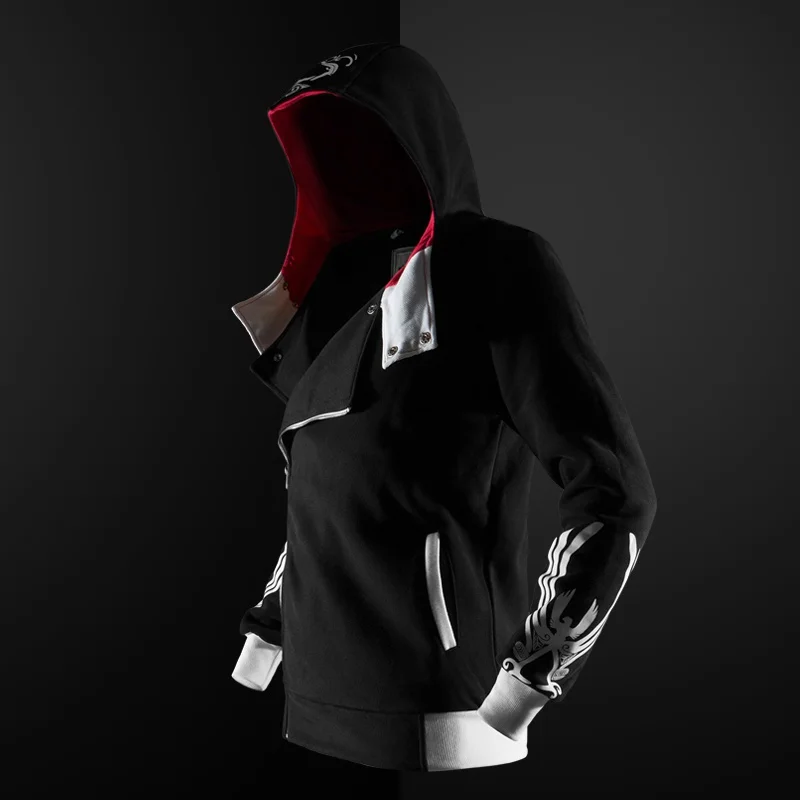 ZOGAA, Весенняя Новинка, Assassin Master, мужская толстовка с капюшоном, на молнии, мужская куртка с капюшоном, большая, 5 цветов, плюс размер, S-4XL - Цвет: Черный