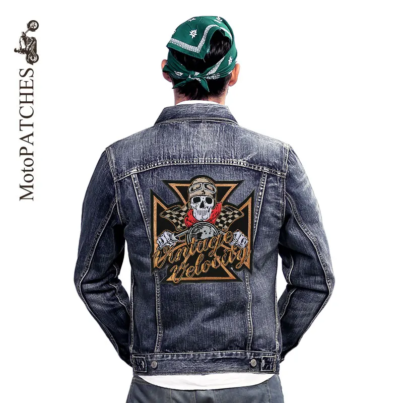 

Motorcycle Biker Embroidered Custom Iron On Patches Personality DIY For Jacket