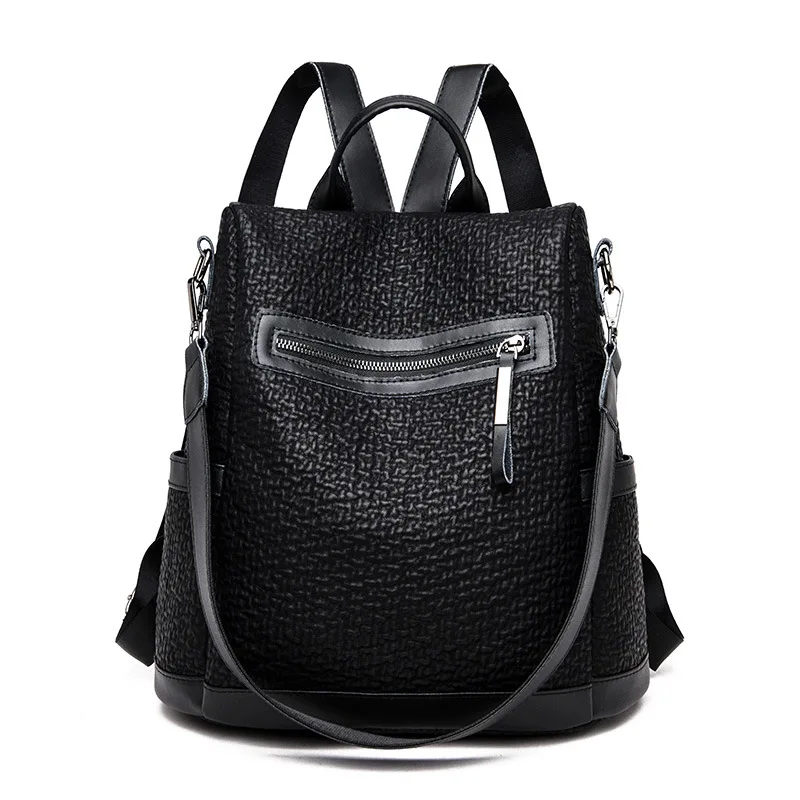 

QINRANGUIO Black Backpack Women 2019 Vintage PU Leather Backpack Large Capacity Women Backpack School Anti Theft Backpack Female