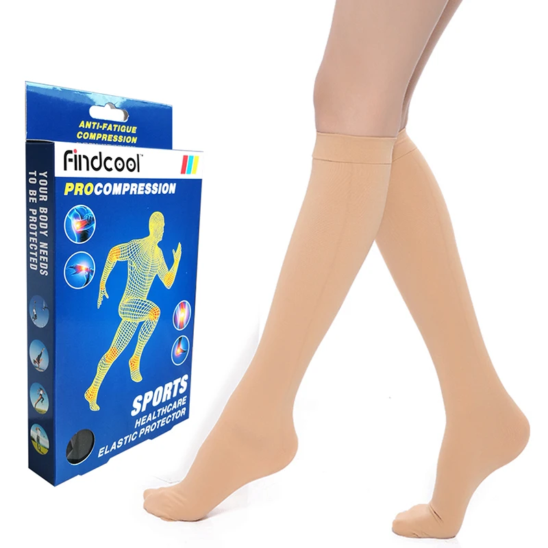 

Findcool Gradient Compression Knee High Socks Closed Toe Women Men for Varicose Veins 15-21mmHg