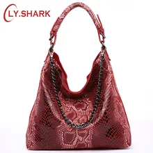 LY. SHARK Сумки из натуральной кожи для женщин женская сумка с змеиным узором Кожаная Сумка Hobos сумка-тоут летние сумки-мессенджеры