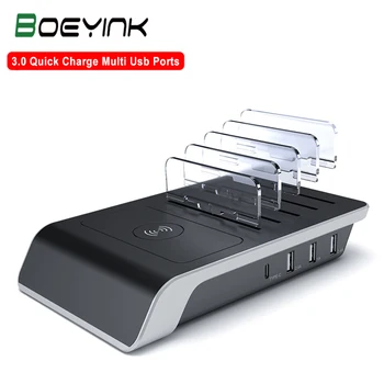 

Fast Wireless Charger For iPhone Samsung QC 3.0 Quick Charge Multi Usb Ports Charging Dock Station Desk Phone Organizer Multiple
