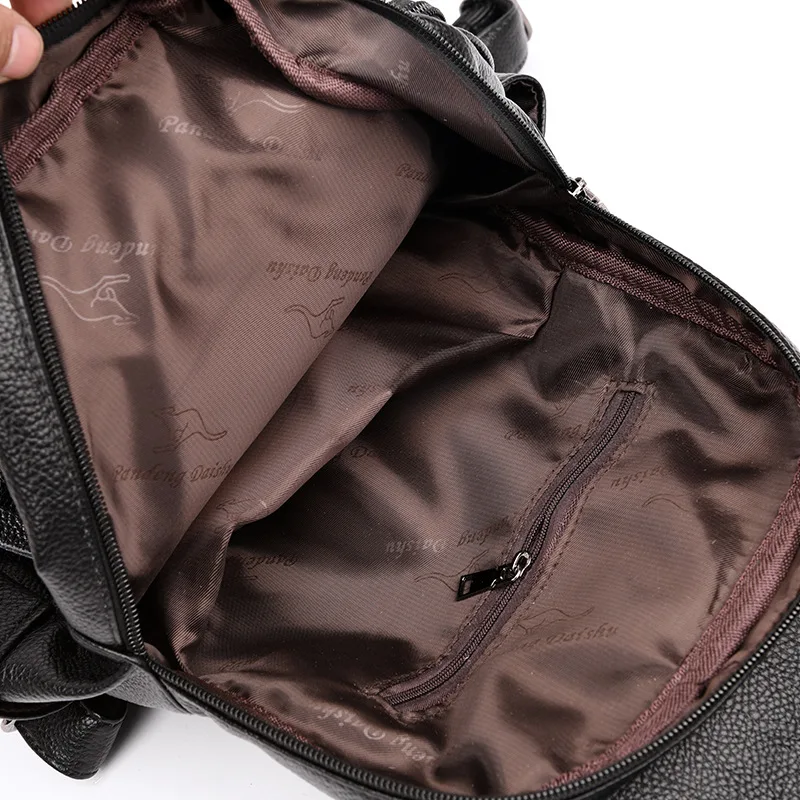 Простой Стиль Для женщин рюкзак кожаный женский рюкзаки школьные сумки для девочек-подростков Черный сумка Feminina рюкзак Mochilas