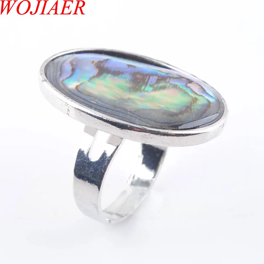 

New Zealand Natural Abalone Shell Beads Finger Rings for Men Women Reiki Sea Shell Wedding Engagement Adjustable Ring PX3050