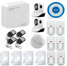 Freeship de dhl Inalámbrica Inteligente Sistema de Alarma de Alarma GSM Wifi Andorid IOS APP Alarma de Su Casa Con Cámaras IP Inalámbrica de Humo Detector