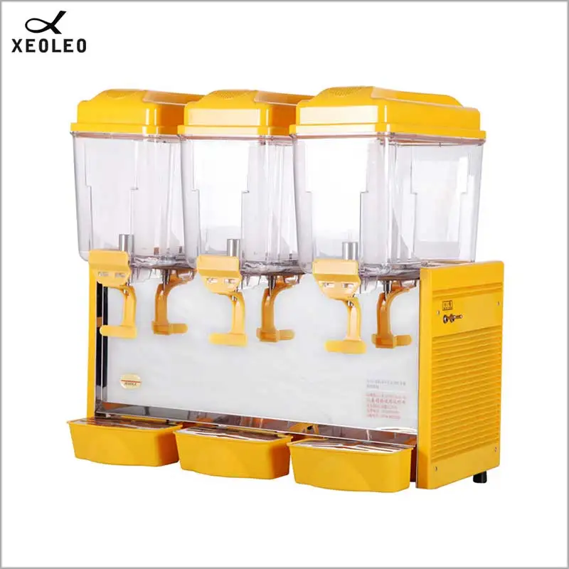XEOLEO, три банки, диспенсер для холодных и горячих напитков, 3*12 л, диспенсер для сока, фонтан, диспенсер для фруктового сока, машина для напитков, 200 в - Цвет: Цвет: желтый