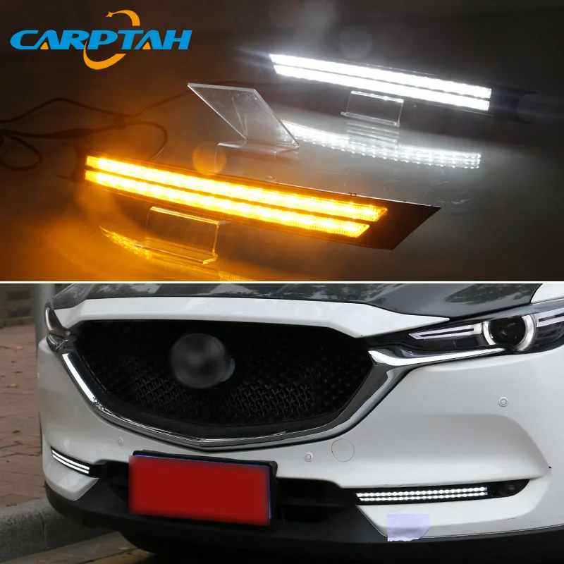 

LED Daytime Running Light For Mazda CX-5 CX5 2017 - 2019 Waterproof 12V Yellow Turn Signal Indicator Light Bumper Lamp LED DRL