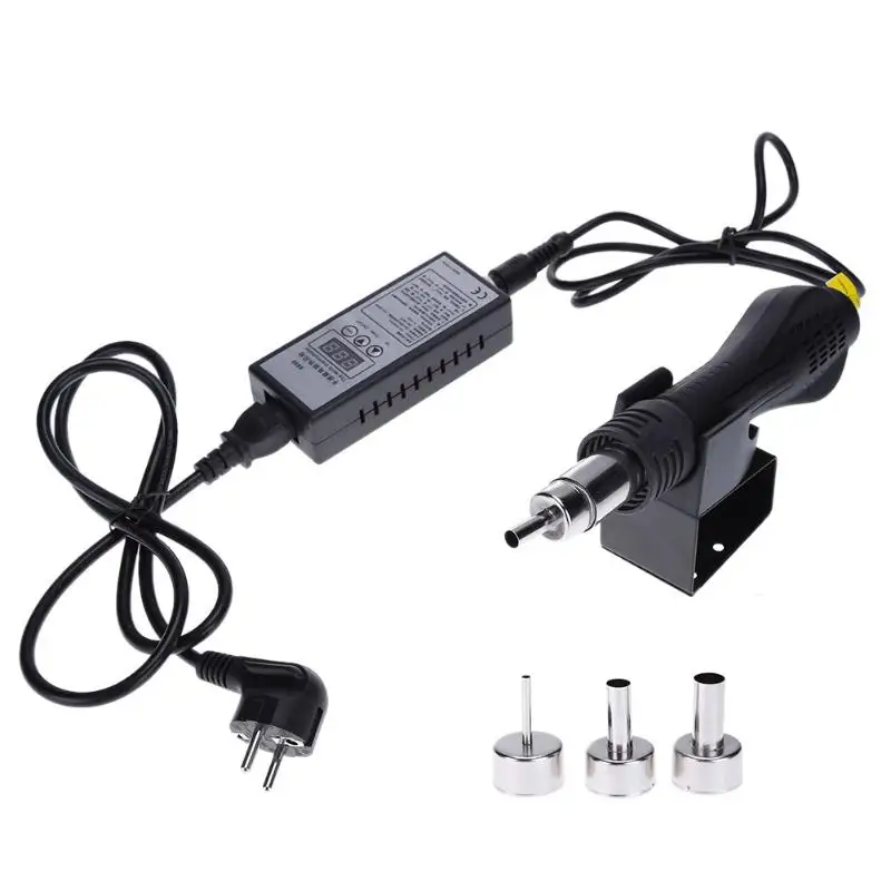 

Portable Hot Air Gun Solder Blower Rework Solder Station Soldering Iron Heat Gun 110V-240V AC 50-60Hz With 3 Replaceable Nozzles