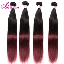 Бразильские прямые пучки волос 1B 99J бордовые двухцветные Омбре человеческие волосы пучки 3 шт remy волосы для наращивания 8-30 дюймов