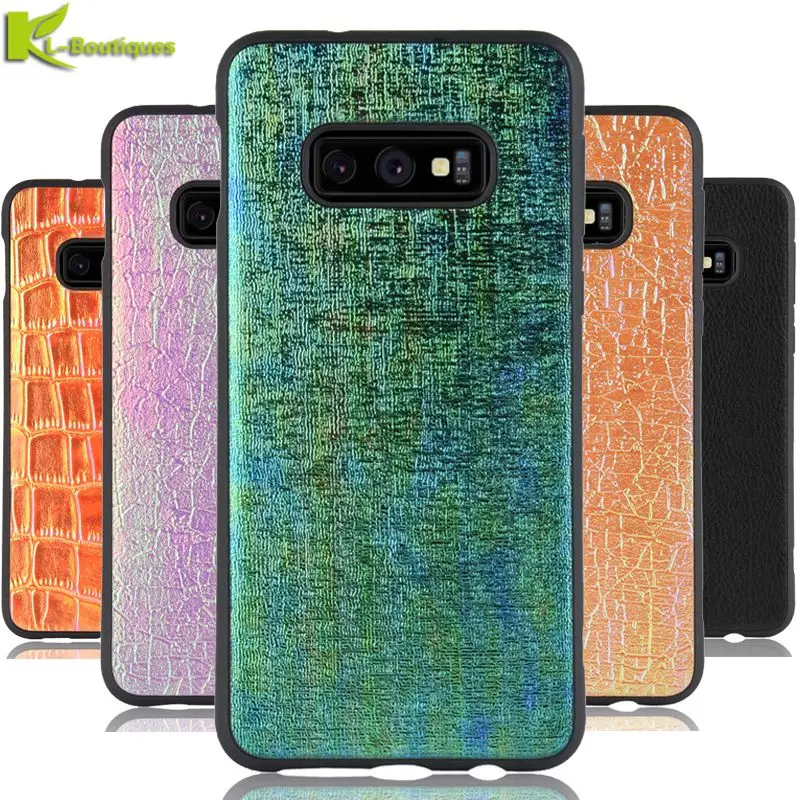 

For Samsung Galaxy S10 Plus Case on for Samsung S10 Plus Lite S10E Phone Case Luxury Aurora Laser PU Leather Soft Silicone Cover