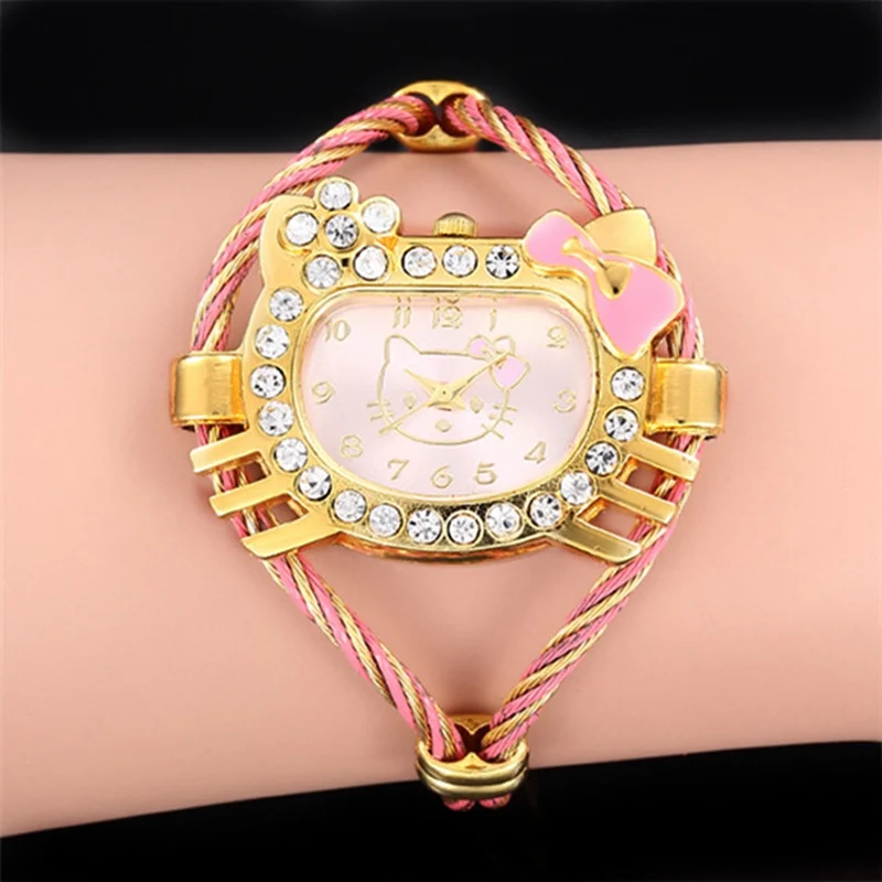 Children's Watch Girl Cartoon Bracelet Watch Gold-plated Irregular Dial Alloy Strap Luxury Diamond Quartz Clock Montre Enfant Children's Watch Girl Cartoon Bracelet Watch Gold-plated Irregular Dial Alloy Strap Luxury Diamond Quartz Clock Montre Enfant