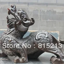 Bi00166 Лаки Китайский Фэншуй Фиолетовый Бронзовый Деньги Богатство ПИ Сю Единорог Зверь Статуя