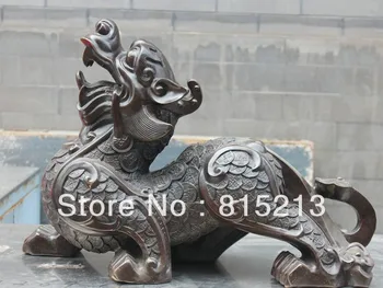 

bi00166 Lucky Chinese Fengshui Purple Bronze Money Wealth PI Xiu Unicorn Beast Statue