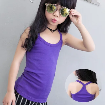 Г. Новая детская одежда жилеты для мальчиков, нижнее белье однотонные мягкие хлопковые майки для маленьких девочек и мальчиков, детские топы-майки - Цвет: purple girls