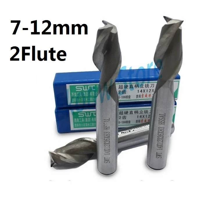 

5pcs 7mm 8mm 9mm 10mm 11mm 12mm two Two 2 Flute HSS End Mill Cutter CNC Bit Milling Cutter