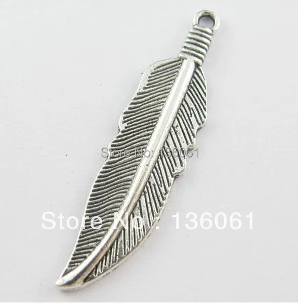 

Vintage Silver Lovely Feather Charms Pendants For Jewelry Making Findings Bracelets Handmade Accessories DIY Gifts 10pcs Z2065