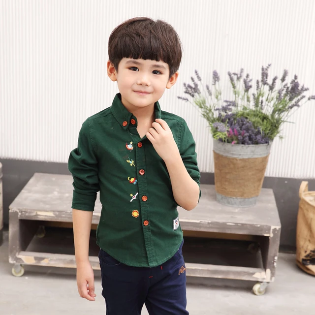 2016 New Style Boys Shirts Casual Solid Kids Clothes Long Sleeve