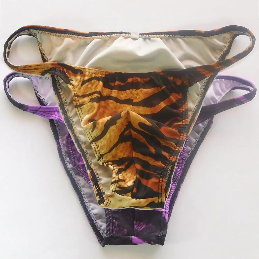 

Mens String Bikini Stripe Jersy nylon Spandex G3774 Narrow Waist Swimsuit Fabric Prints