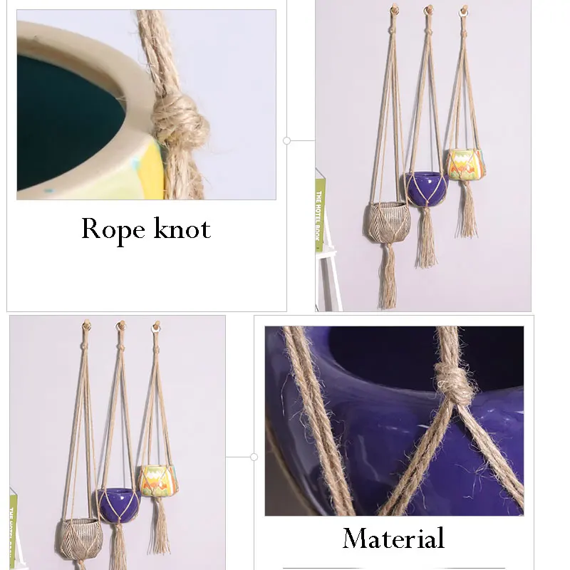 Подвесные корзины Подвеска для растений из макраме держатель для цветочного горшка вешалка настенный Декор Счетный сад джутовая веревка плетеный ремесло