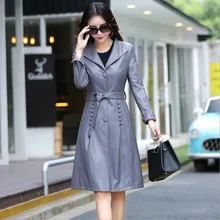 Осенняя кожаная куртка для женщин, новое пальто для женщин, модное однотонное однобортное пальто с отложным воротником и декоративным поясом на пуговицах, Женская куртка