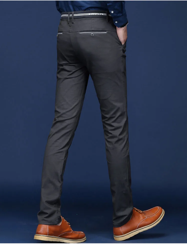 Всесезонные новые мужские деловые повседневные брюки, мужские хлопковые тонкие Саржевые хлопковые модные брюки, Мужская брендовая одежда