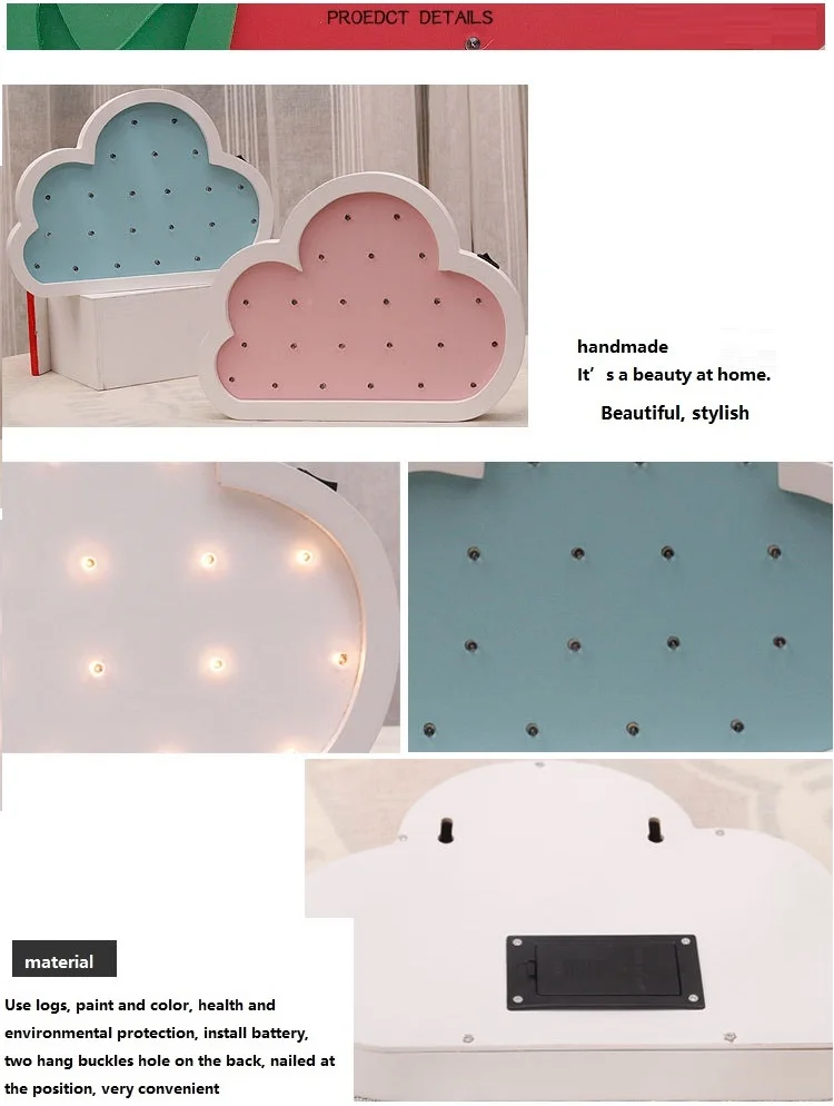 Nuvem de Madeira Decoração da Sua Led sem Fio Criativo Grande Noite Parede Bateria Crianças Quarto Luminária Presente Lâmpada Cabeceira Casa Luz 9 Luzes noturnas