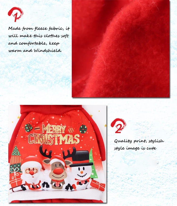 Christmas Dog Clothes Winter Hoodie Coat Santa Costume Cute Cartoon Clothes For Pet Puppy Kitty Cardigan XS-2XL