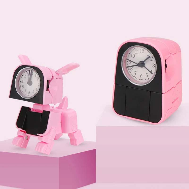 Mini Alarm Clock Dog Shape Deformation Puppy Alarm Clock Kids Toy BM88