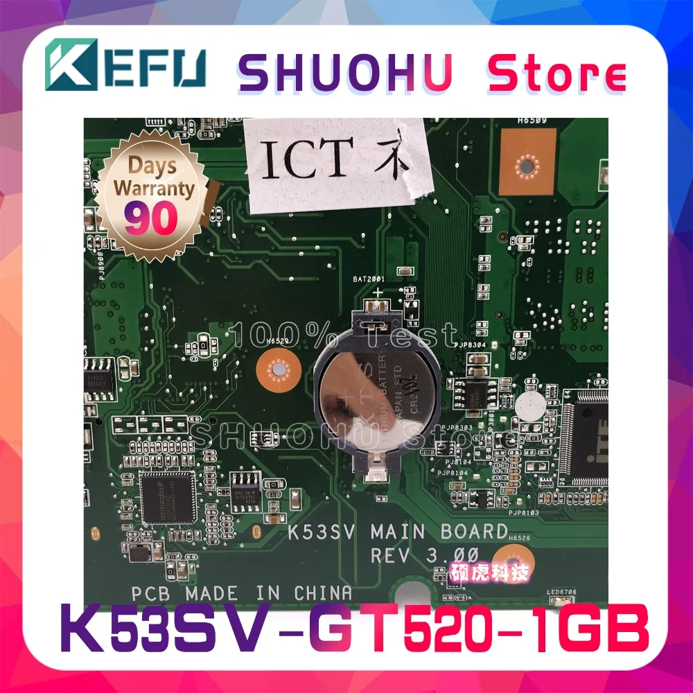 Kefu для ASUS A53S K53SV K53S K53SJ X53S P53SJ K53SC K53SM GT520 1G Оперативная память материнская плата для ноутбука протестированы 100% работу Оригинал материнская