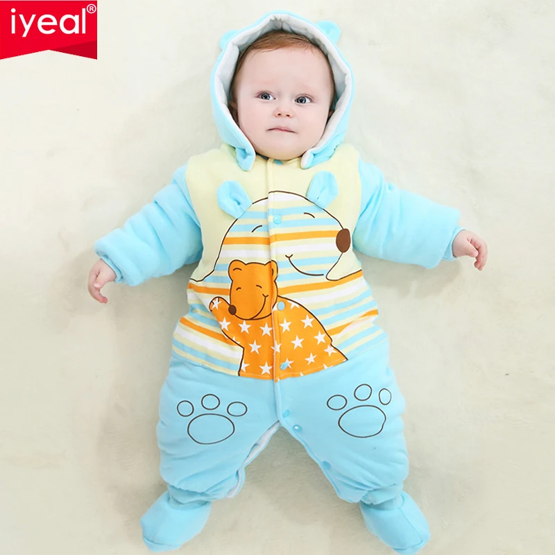 

IYEAL Newborn Baby Clothes Girls Boys Winter Romper Brand Thicken Warm Cartoon Cotton Jumpsuit 0-12 Months Infant Bebe Clothing