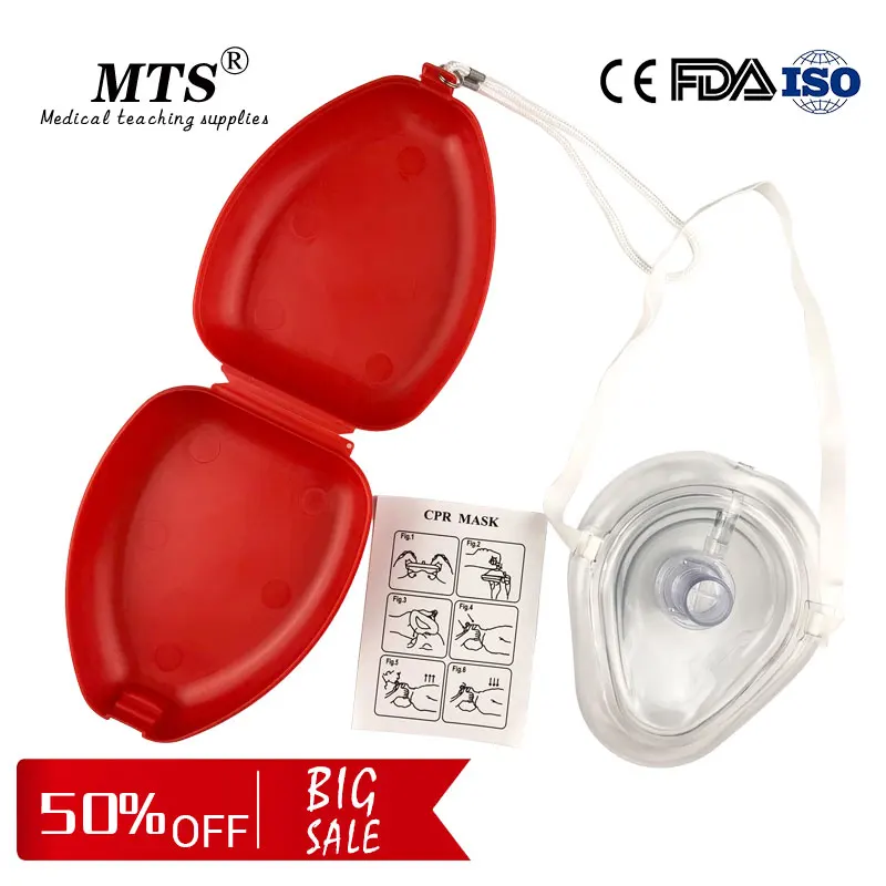 

CPR Resuscitator Breathing Mask First Aid Masks Artificial Respiration training Reuseable With One-way Valve Tools